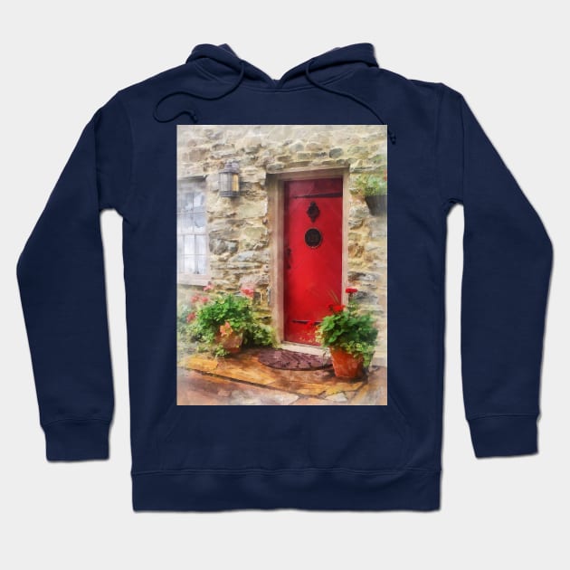 Suburbs - Geraniums by Red Door Hoodie by SusanSavad